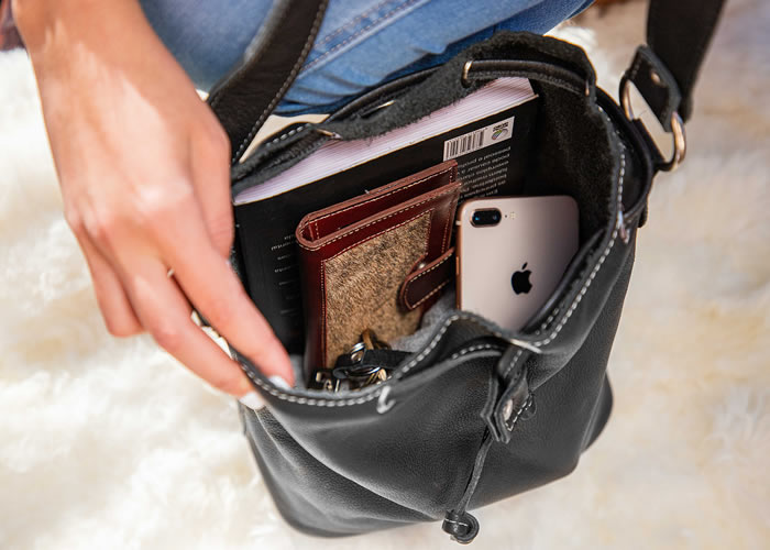 “Marino” black leather Handbag.