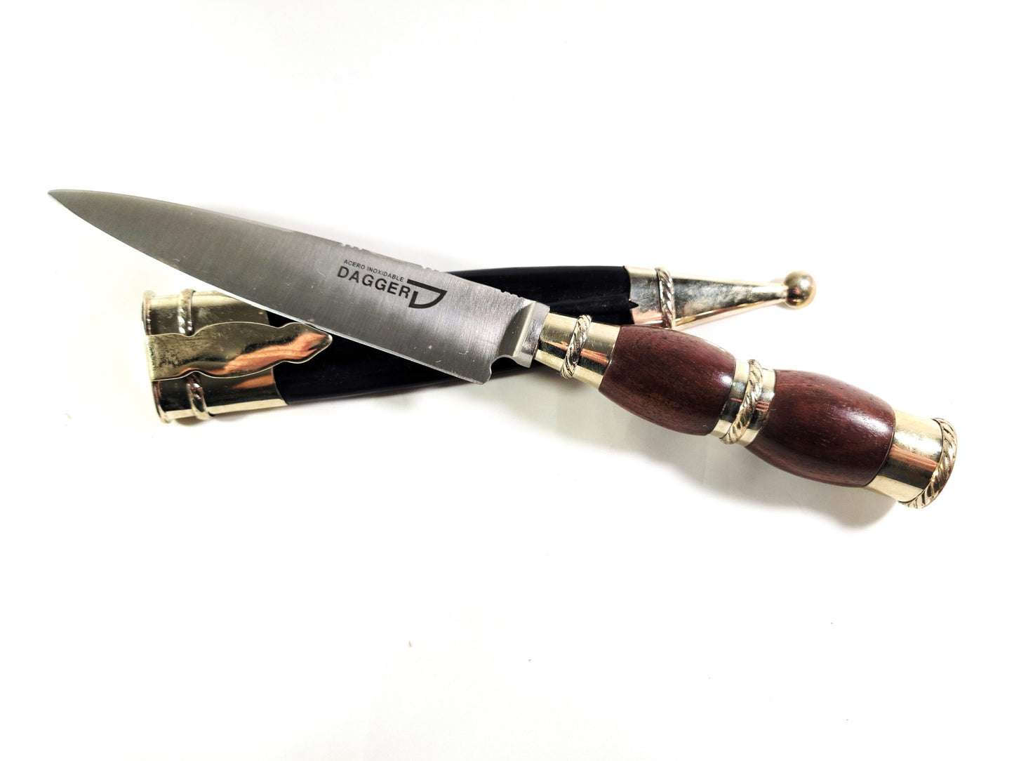 5 in. BLADE WOODEN ALPACA SILVER KNIFE.