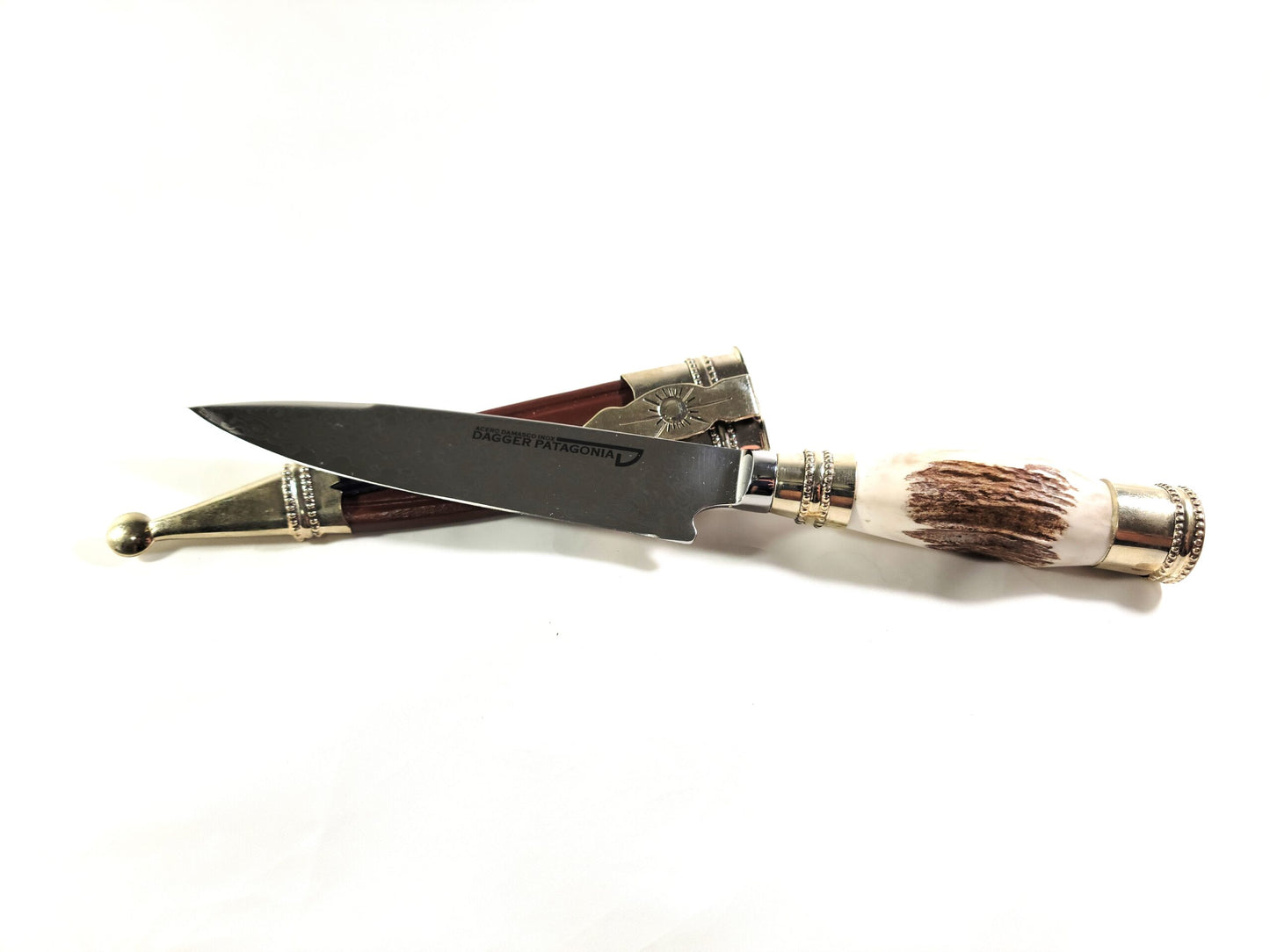 5 in. BLADE DEER ANTLER DAMASCUS BLADE KNIFE.
