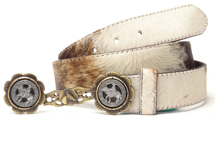 Cowhide lady belt with cufflinks.