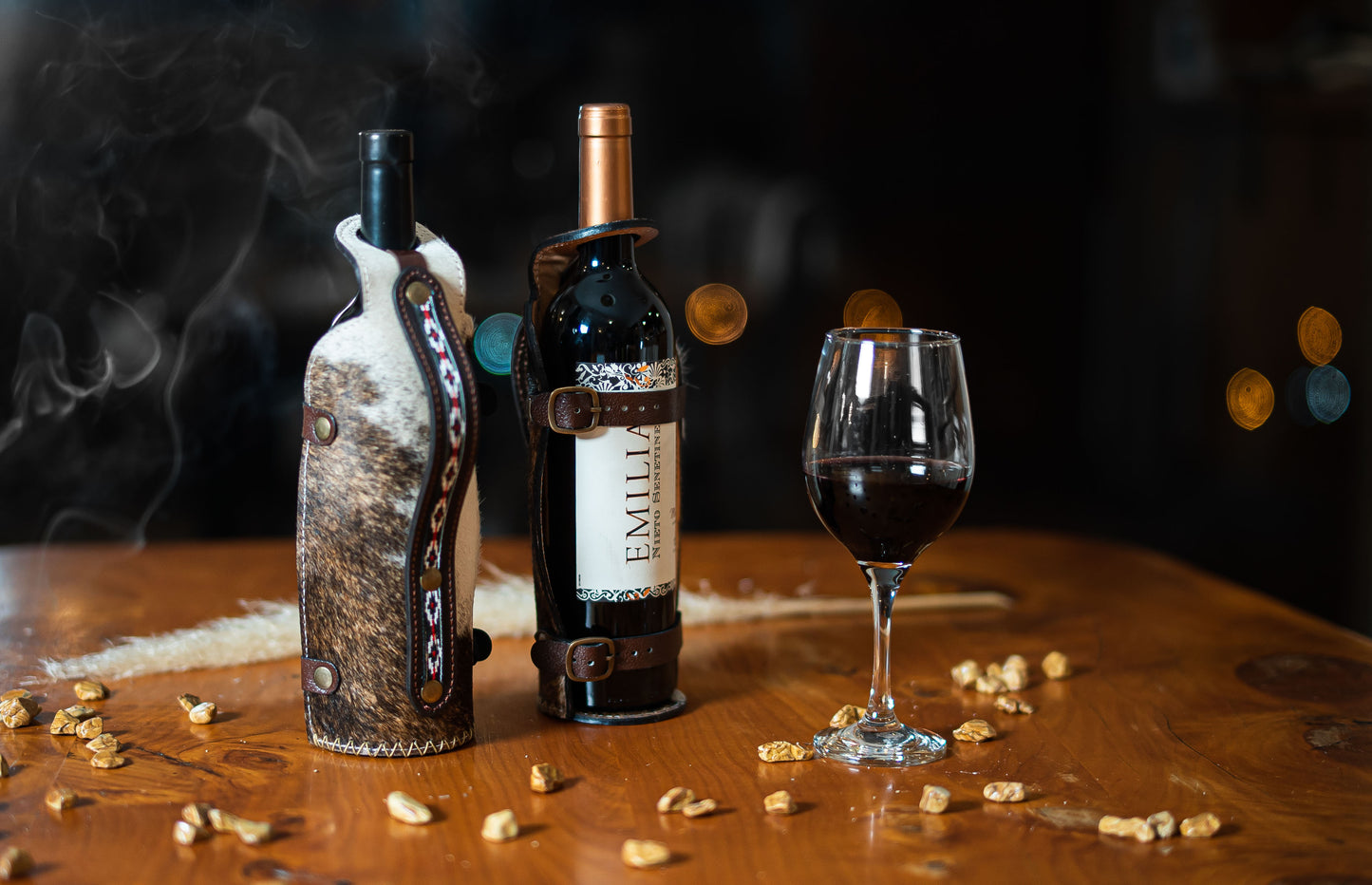 Cowhide “Penguin “wine holder.