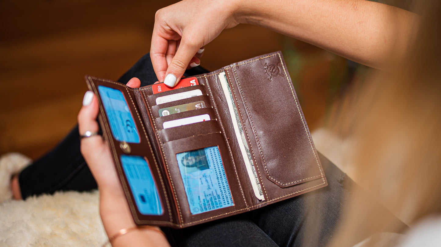 Ladies” Capybara” wallet, tri-folder design .