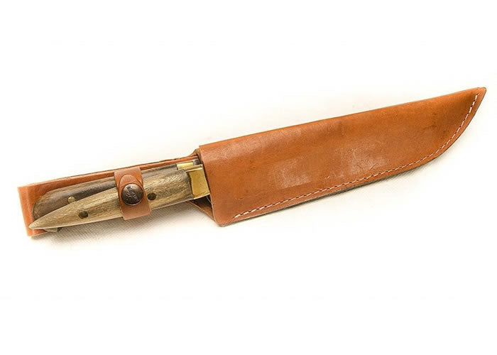 Extra large knife and fork set with wooden handle.