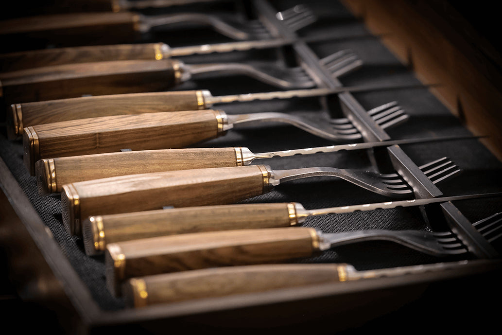 Wooden Box for Knife and Fork Set with Wooden Handles