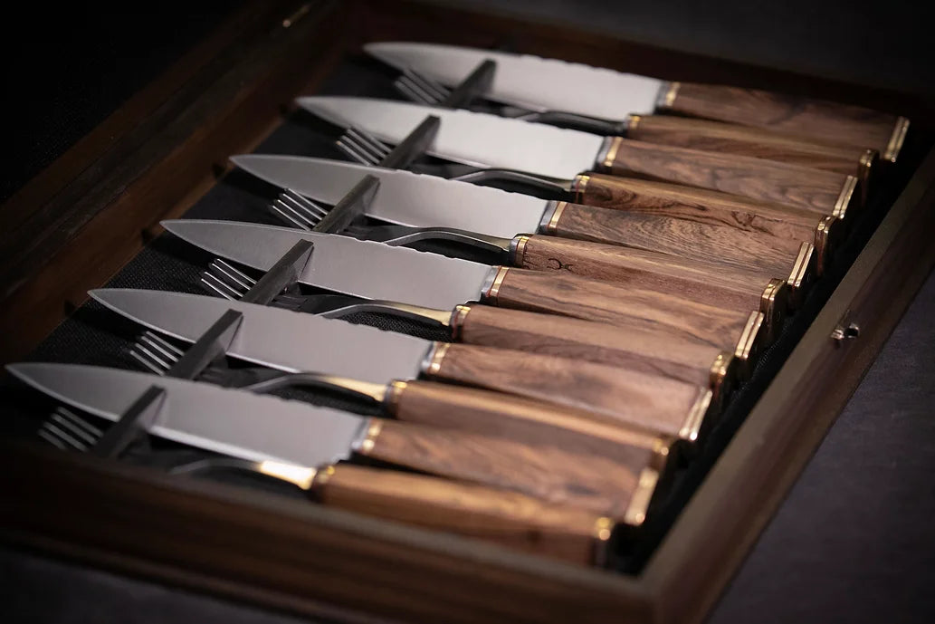 Wooden Box for Knife and Fork Set with Wooden Handles
