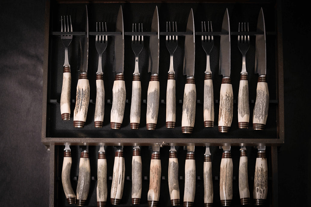 Wooden Box for Deer Antler Knife and Fork Set.