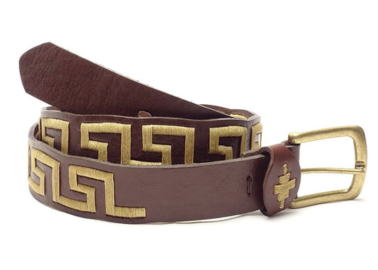 “Caminito” Embroidered brown polo belt.