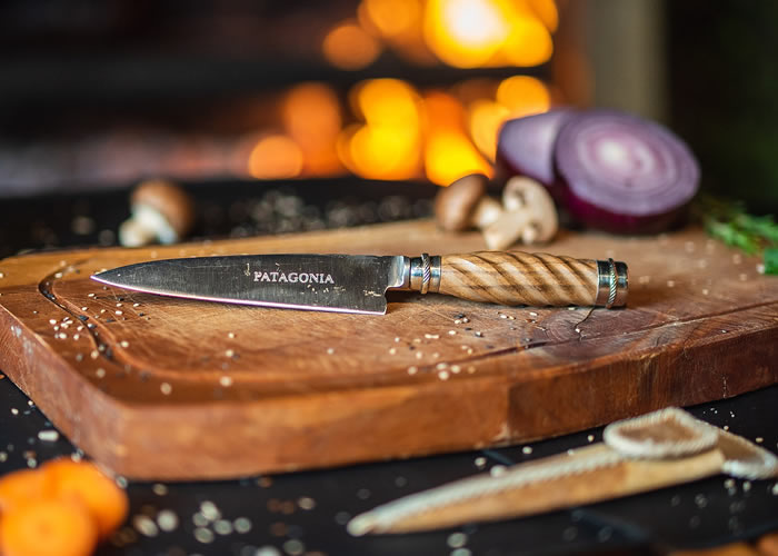 Sculpted knife with Alpaca and rawhide case.