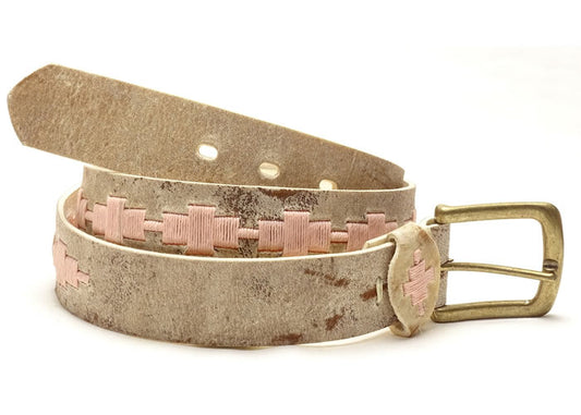 “Rombito” Pink rawhide lady polo belt.