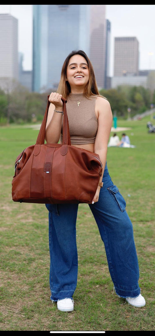 Large full leather travel bag.