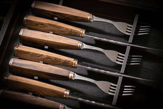 Wooden Box for Knife and Fork Set with Wooden Handles